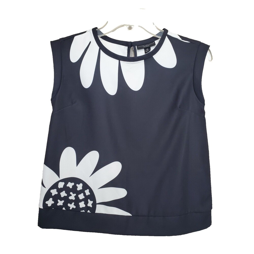 Victoria Beckham for Target Girls Sleeveless Daisy Print Black Top Size XL